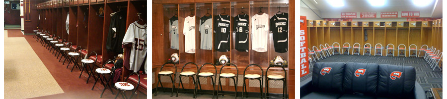 Locker Room with Stay Focused locker room stool